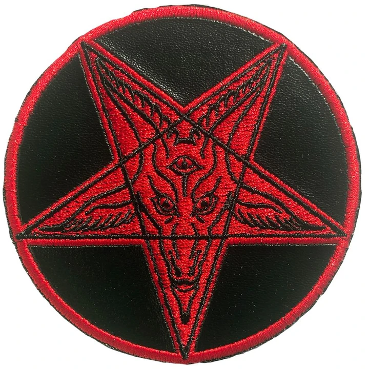 Baphomet Pentagram Round Red Patch