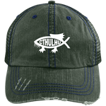 Embroidered Cthulhu Distressed Unstructured Trucker Cap