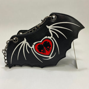 Banned Apparel Bat Wing Bag with Skulls in Heart