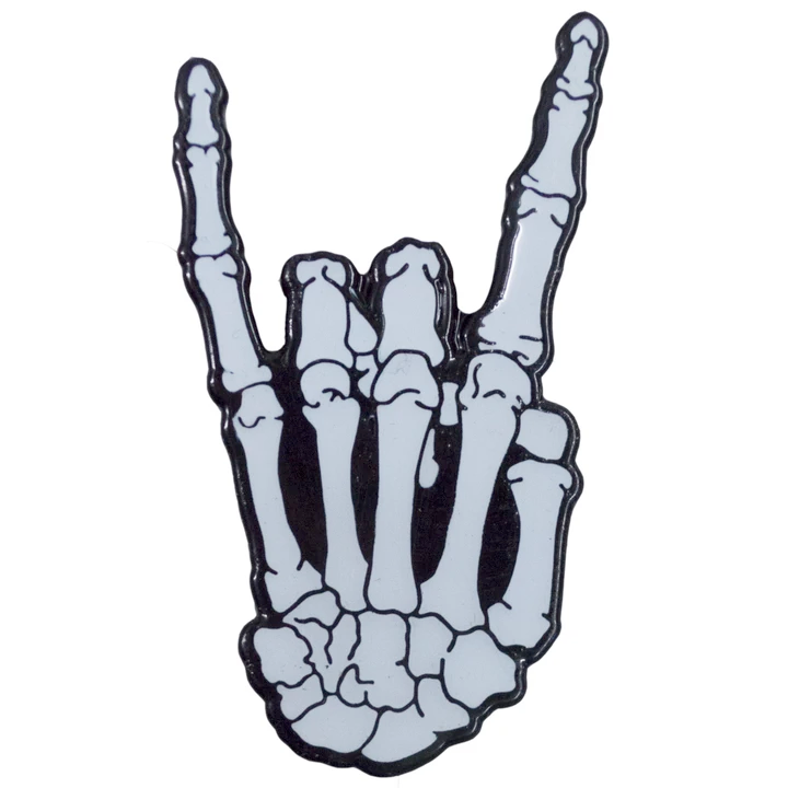 Rock Hand Button Skeleton Rock Hand Sign