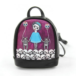 girl with mini backpack Skeleton Girl with Cats Mini Backpack – Black Martin