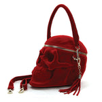 Life Size Crushed Red Velvet Skull Bag